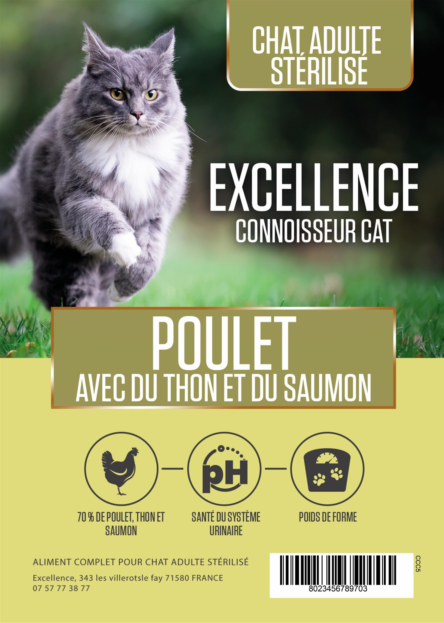 Croquettes Chat adulte stérilisé Poulet avec du thon et du saumon