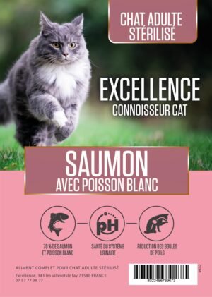 Croquettes Chat adulte stérilisé saumon avec poisson blanc