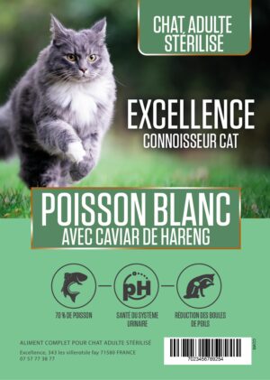 Croquettes Chat adulte stérilisé poisson blanc avec caviar de hareng