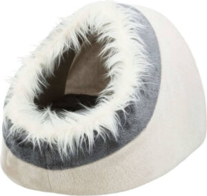 Niche pour grand chat beige et bleu