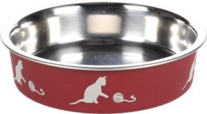 Gamelle pour la nourriture et l'eau Dena Rond Bordeaux & Argent 11.5cm / 180ml